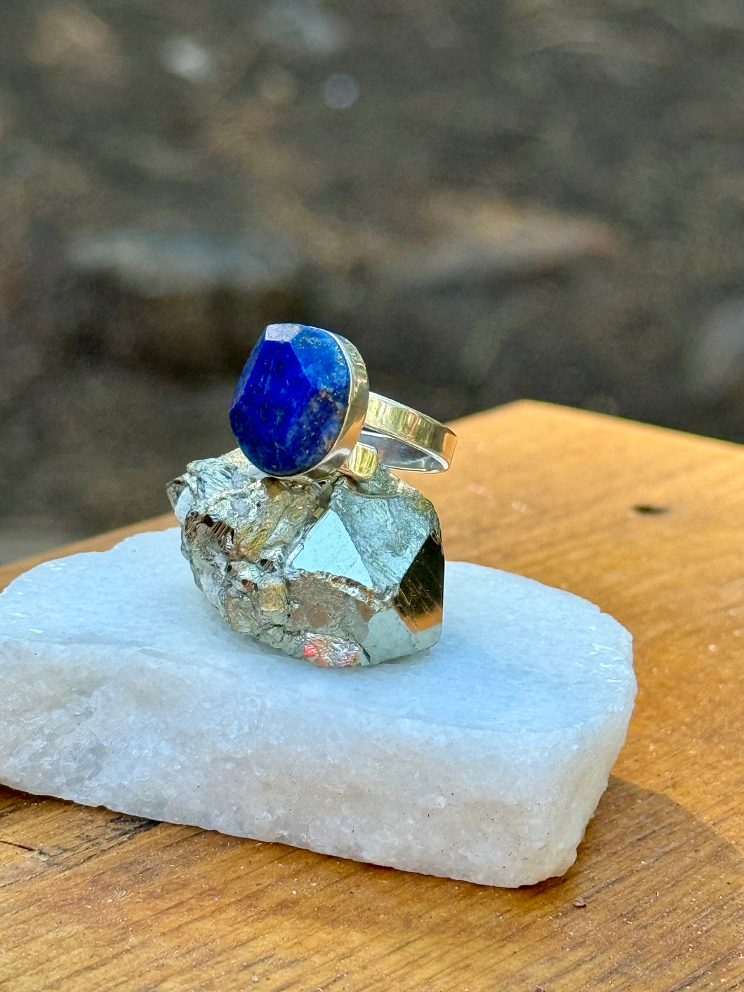 Faceted Lapis Lazuli Silver Ring – Handmade Jewelry