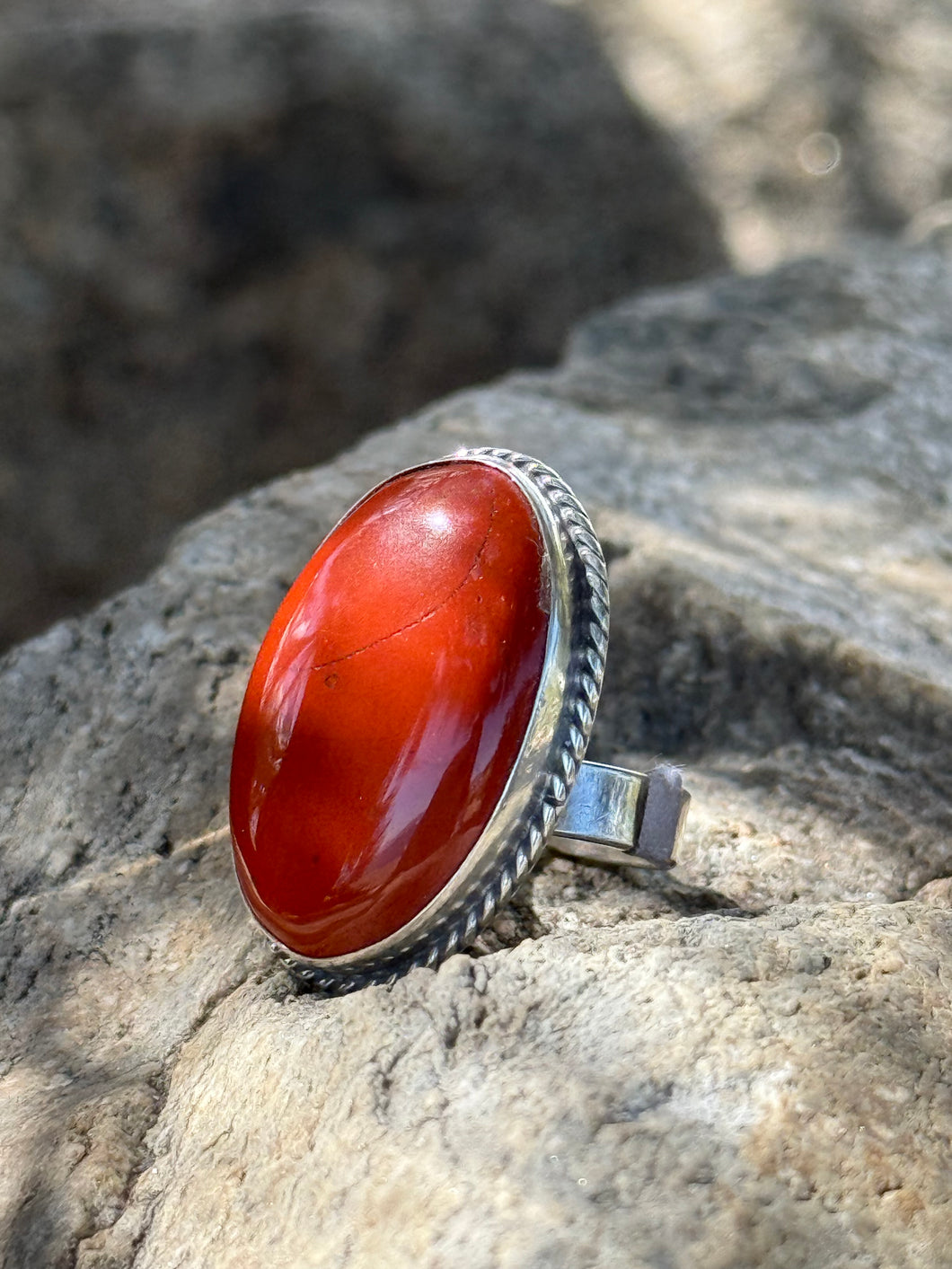 Oval Red Jasper Sterling Silver Ring – Stone of Courage & Protection