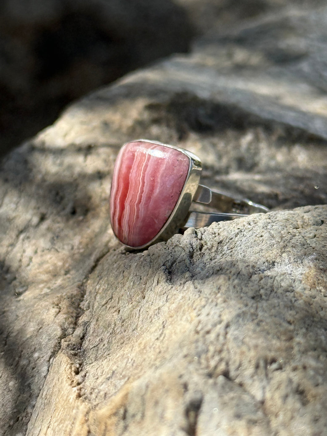 Rhodochrosite Sterling Silver Ring – Stone of Love & Joy