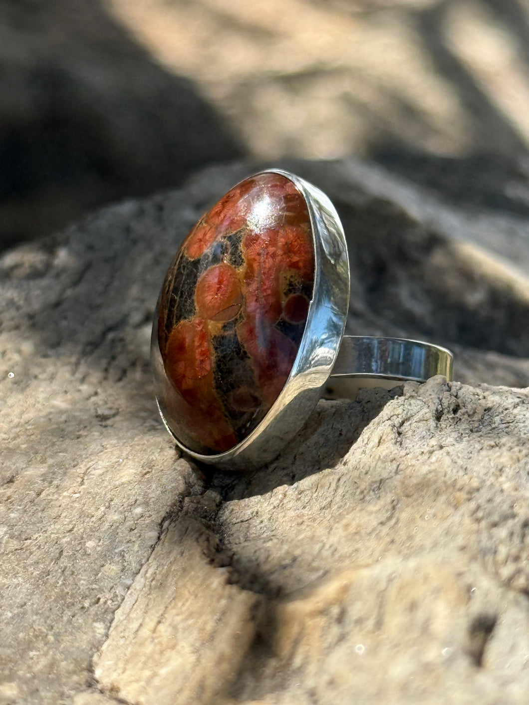 Leopard Skin Jasper Sterling Silver Ring – Stone of Grounding & Vitality