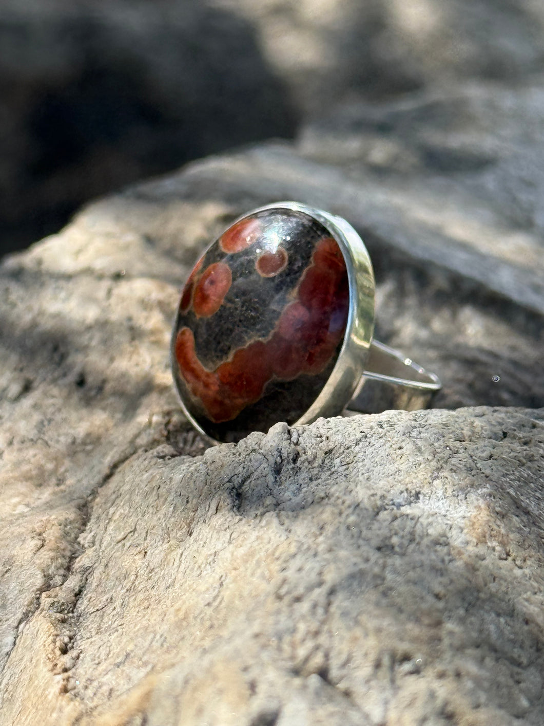 Leopard Skin Jasper Sterling Silver Ring – Stone of Connection & Vitality
