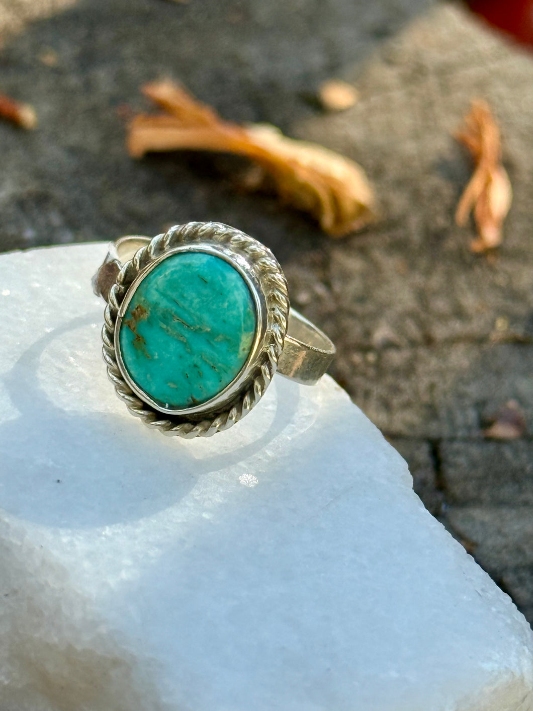 Turquoise Braided Silver Ring – Handmade Jewelry