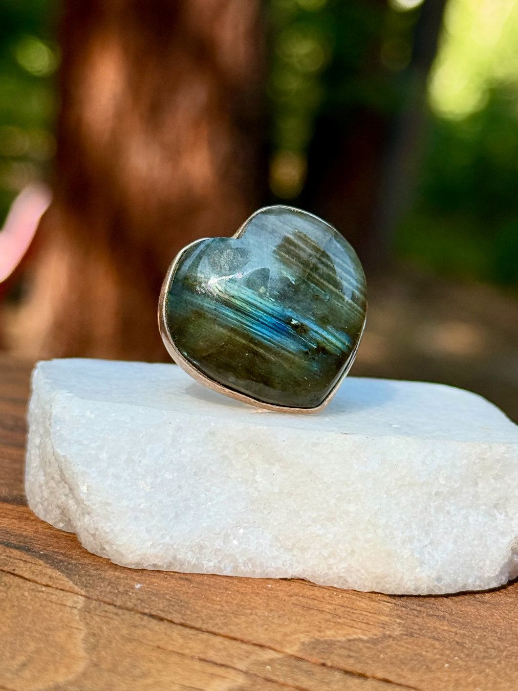 Labradorite Heart Ring – Sterling Silver